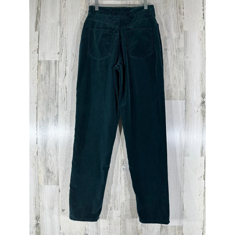 Pantalones de terciopelo Talbots talla 6 (26x30) tiro alto pierna cónica verde azulado oscuro algodón Foto 2 de 4