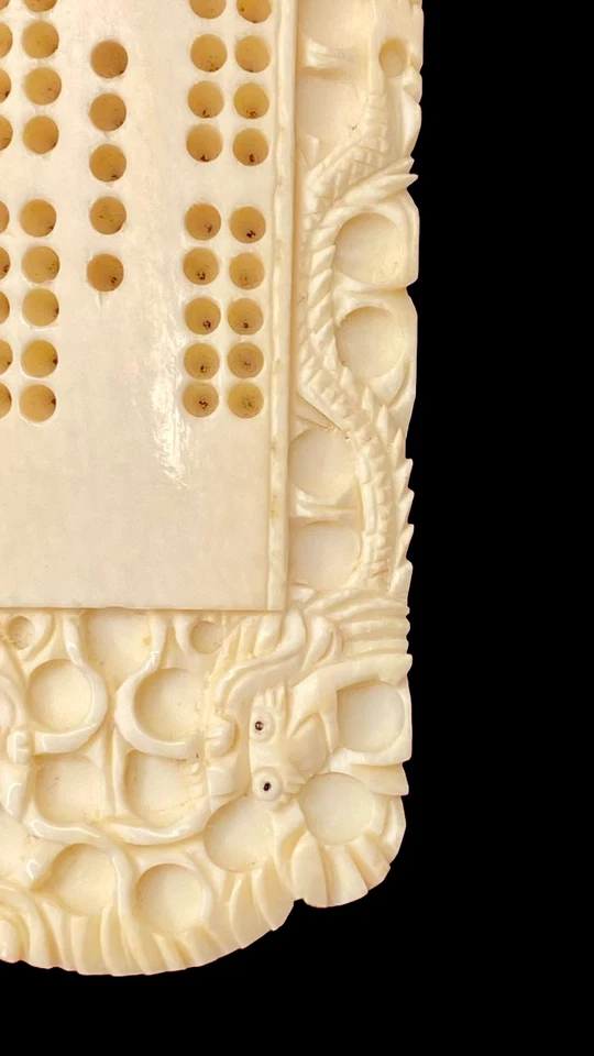 Antiguo tablero de cuna chino tallado a mano del siglo XIX - Juego raro y completo Foto 3 de 4