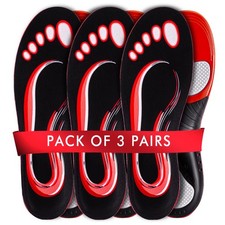 EIRMAT Orthotic Insoles Men 3-Pairs L Men 11-12.5/Women 12-13.5 , 3 Pairs-red