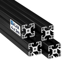 Alu Profil 4 St&uuml;ck 40x40 3m System-, Montage-, Konstruktionsprofil Nut 8 schwarz