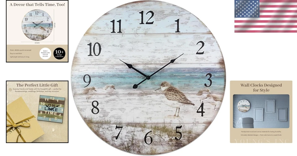 Farmhouse Beach Wall Clock 23" - Silent Clock - Image 2 of 4