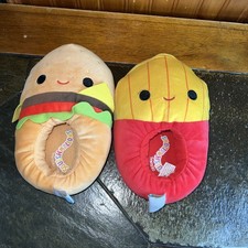 Squishmallows Kids Sz 13-1 Carl the Cheeseburger  Floyd the Fries Slippers