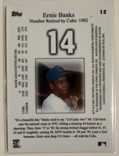 2001 Topps Tribute Ernie Banks Foil #12 Chicago Cubs - Picture 2 of 2