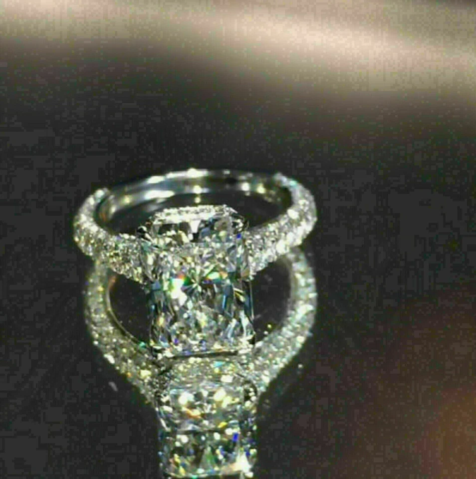 5Ct Lab Created Diamond Solitaire Women Engagement Ring 14K White Gold Finish - Image 3 of 4