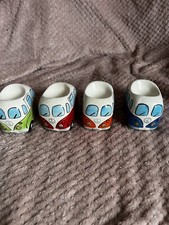 Set of 4 x VW Volkswagen Campervan Collectable Egg Cups. Camping Caravan