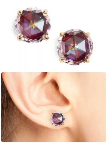 Kate Spade "Bright Ideas" CZ Stud Earrings, Jet(Blue-Green), Berry, Clear Gold - Picture 17 of 40