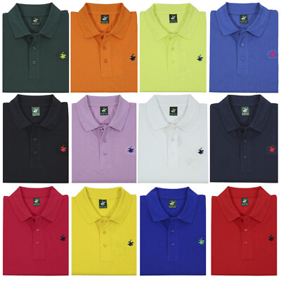 Polo uomo manica corta BEVERLY HILLS POLO CLUB 100% cotone piquet diversi colori