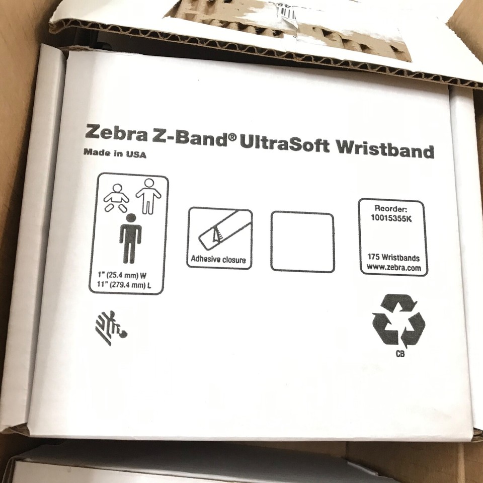 6 Cartridges Zebra 10015355K ZBand Ultrasoft Wristband Cartridge Kit