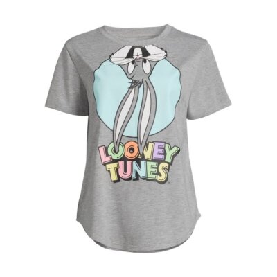 Looney Tunes Women's T-Shirt Light Grey Bugs Bunny Large (11-13)
