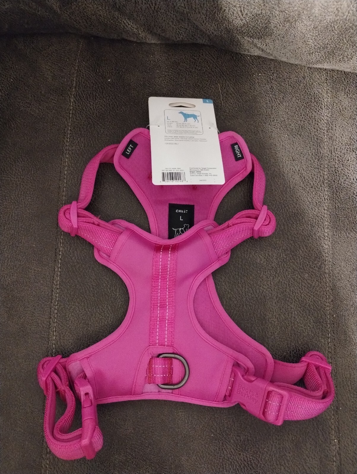 Boots & Barkley Reflective Comfort Large Dog Harness Pink New With tags