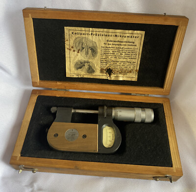 wedge part micrometer  Wood Case Vintage Tool
