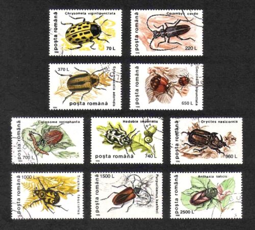 Romania 1996 Beetles complete set of 10 values (SG 5799-5808) used - Picture 1 of 1
