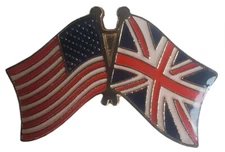 UK and American Flag lapel pin USA UK British England Crossed Flags