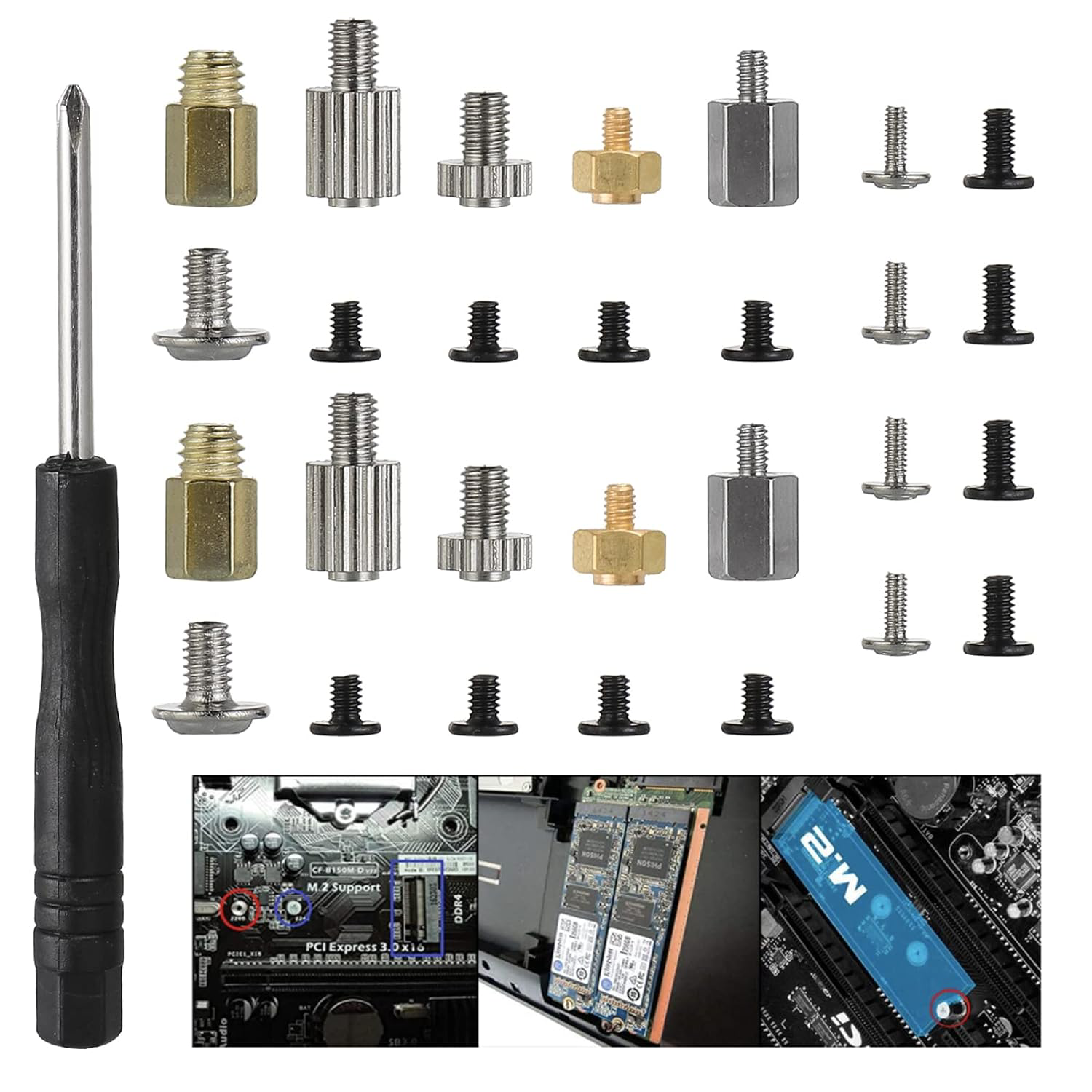 FandWay M.2 Standoff and Screw,M.2 SSD NVMe Mounting Screws for