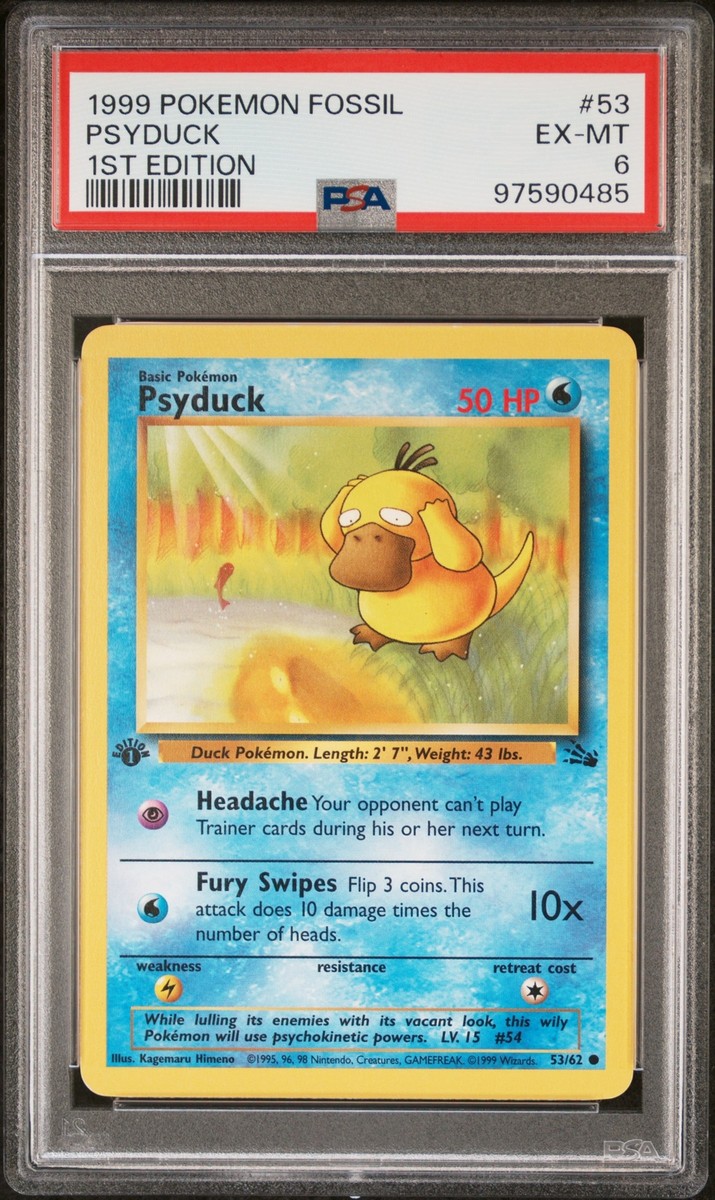 1999 POKEMON FOSSIL - WIZARDS OF THE COAST - #53 PSYDUCK 1ST