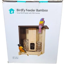 Birdfy Bamboo Smart Bird Feeder With FHD Camera & 3L Seed Bin NEW in BOX