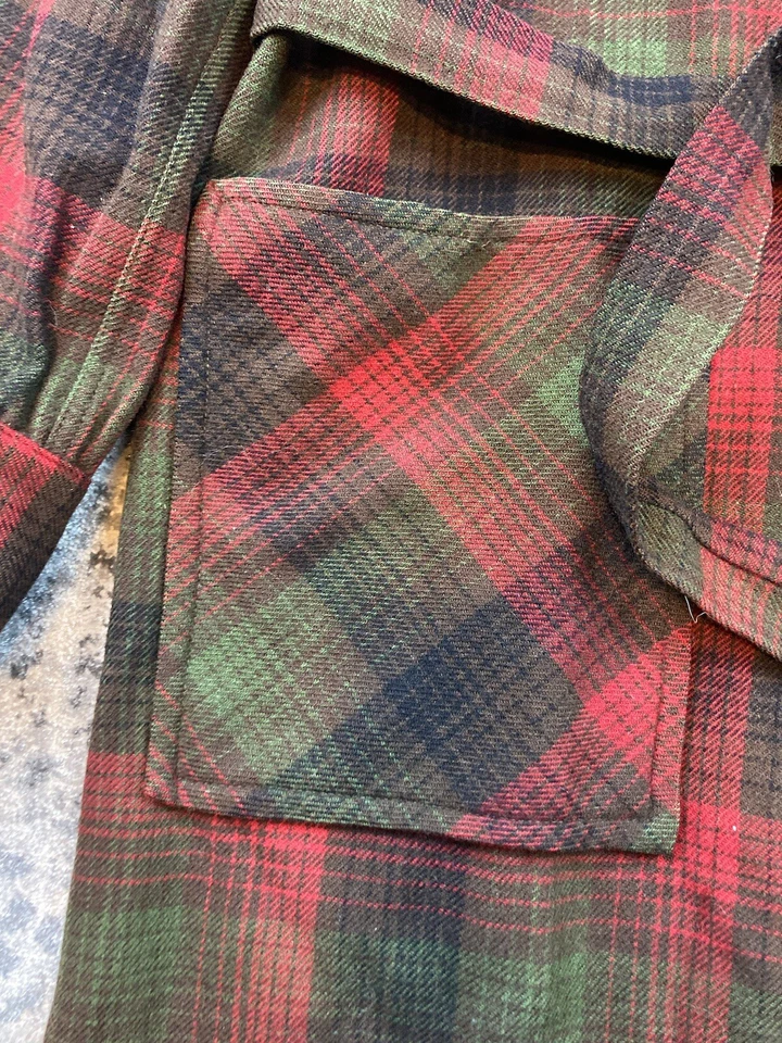 Abrigo Pendleton Lana Virgen Talla Estimada Pequeña Tartán Cuadros Botón Trench Foto 3 de 4