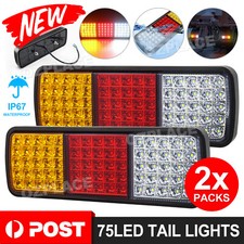 2x 75 LED Tail Lights Stop Indicator Reverse Lamp 12V Trailer Truck Ute Light OZ