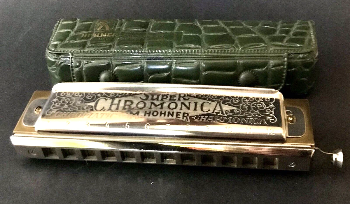 HOHNER 270 Super Chromonica Harmonica KEY C in GREEN CASE VTG EUC GERMANY