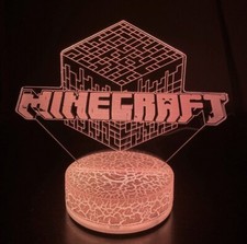 Minecraft 3D Night Light 16 MultiColor Change Illusion Lamp Kids Gift W Remote