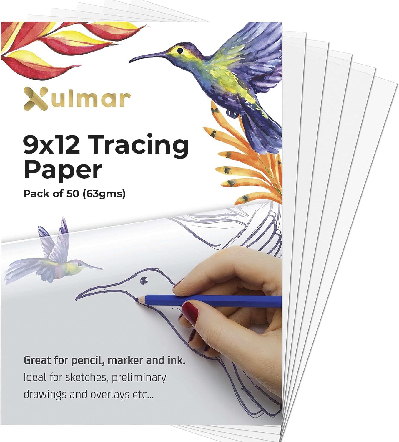 50 Sheets 9x12 Tracing Paper 63 GSM for Sewing Patterns Draw