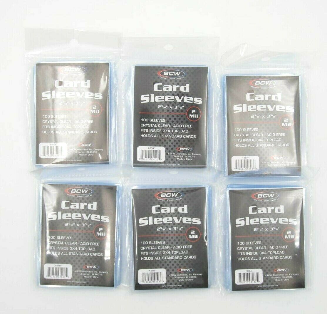 Lot of 6 New 特別オファー BCW 2Mil Penny 100 Each Total Trading 600 【本物保証】 Card Sleeves