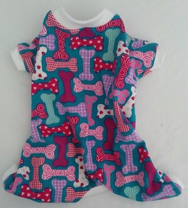 Pink-amp-Blue-Dog-Bones-Flannel-Pajamas-PJ-039-s-Dog-Puppy-Pet-Clothes-XXXS-Large