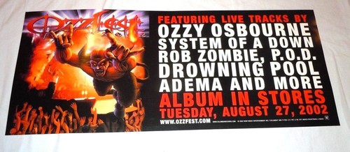 Ozzy Osbourne Ozzfest 10x24 Original Promo Poster NM Zustand - Bild 1 von 2