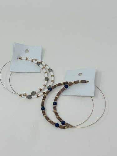 Free People Large Beaded Hoop Earring NWT $38 - Picture 2 of 8