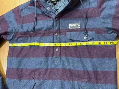 Patagonia Mens Small Reclaimed Wool Snap-T Pullover Hoody Striped