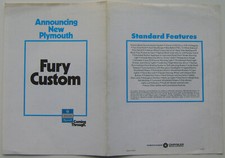 Plymouth Fury Custom 1970 Original USA Sales Brochure 