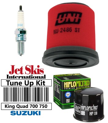 Oil Filter NGK Plug Air Filter Tune Up Kit for Suzuki King Quad 700 750 LTA 750
