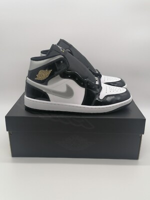 Nike Air Jordan 1 Mid SE Black White Metallic Silver NEU EU 43 / US 9,5