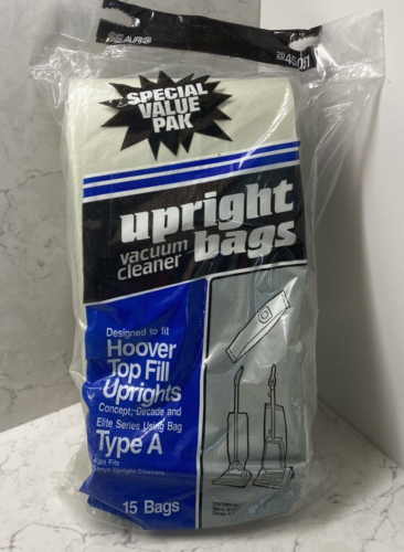 Sears Upright Vacuum Cleaner Bags 2045051 Pack of 15 Hoover Top Fill TYPE A - Afbeelding 1 van 7