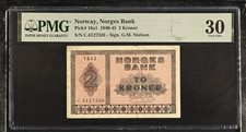 1940-45 NORWAY, NORGES BANK 2 KRONER PICK# 16a1 PMG VF 30