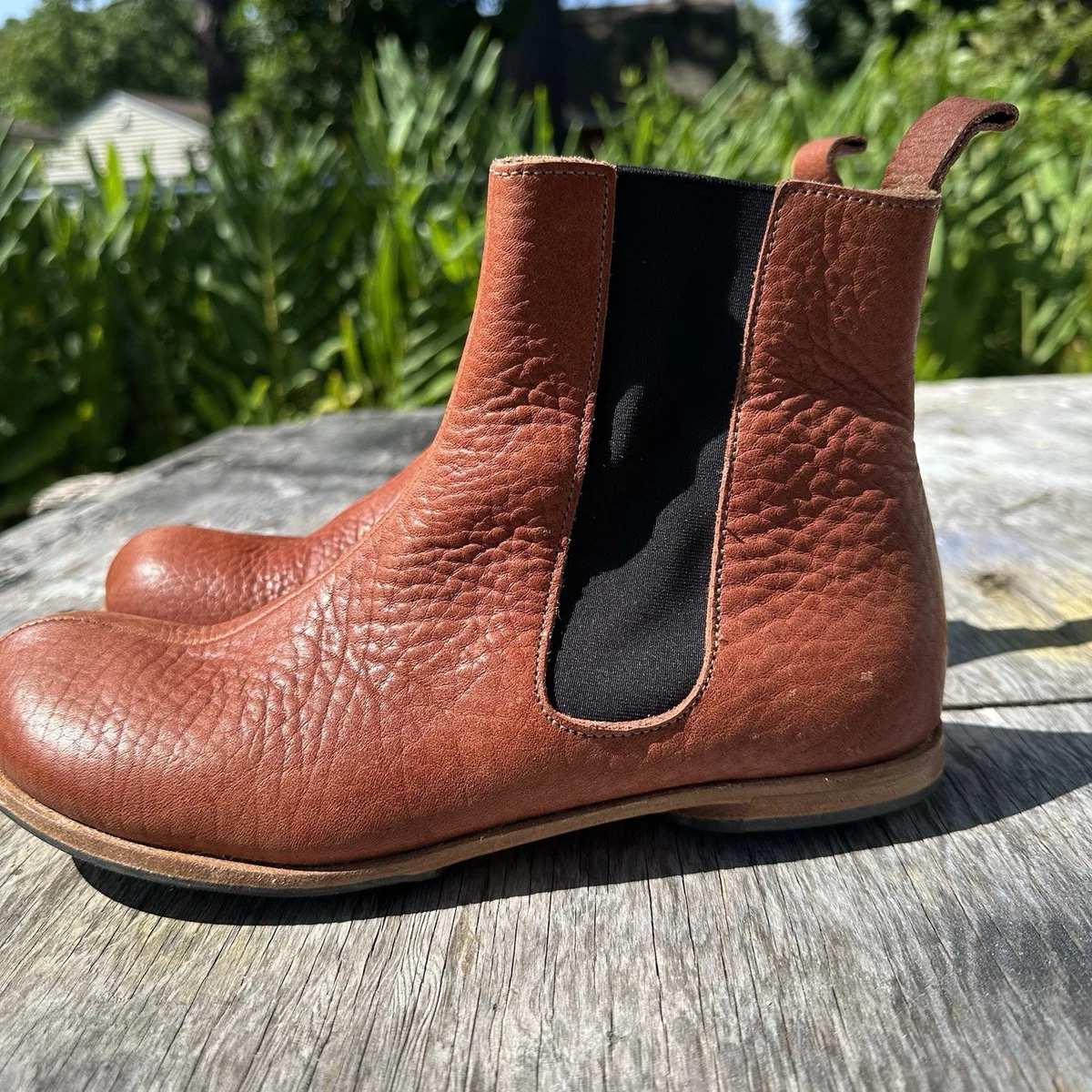 CYDWOQ Chelsea Boots Men\'s 8.5 EU 42 Dark Brown Leather USA Handmade Artisan Chelsea Boot - Dark Oak Roughout main image 2