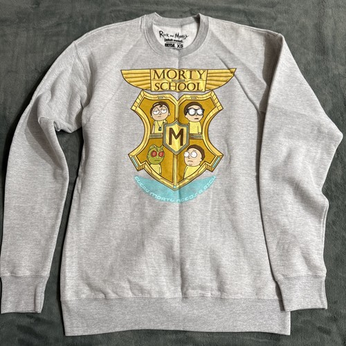 rick and morty adult swim sz xs morty school crewneck long sleeve