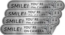 4 PCS Smile You're On Camera Stickers for Car, 5" 1" Anti Theft Si Color: 4Pcs