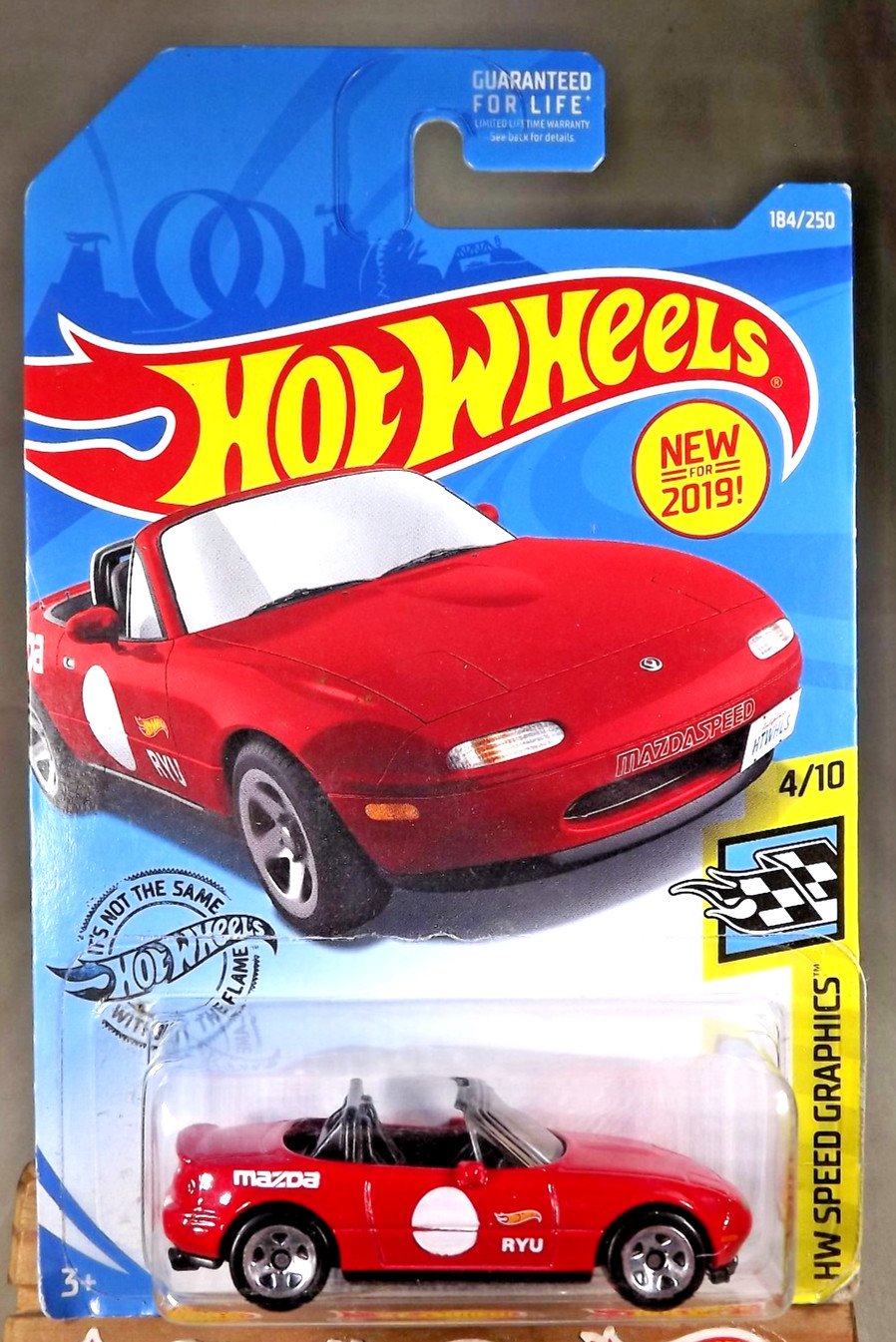2019 Hot Wheels #184 HW Speed Graphics 4/10 '91 MAZDA MX-5 MIATA Red w/5 Spokes