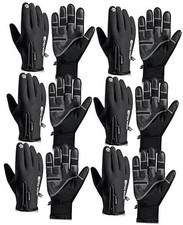 6 Pairs Winter Gloves for Men Women Waterproof Windproof Touch Large Black