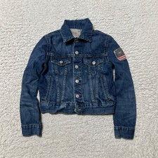 Polo Ralph Lauren Jacket Boys Small Blue Denim Trucker jacket USA Flag Kids 8
