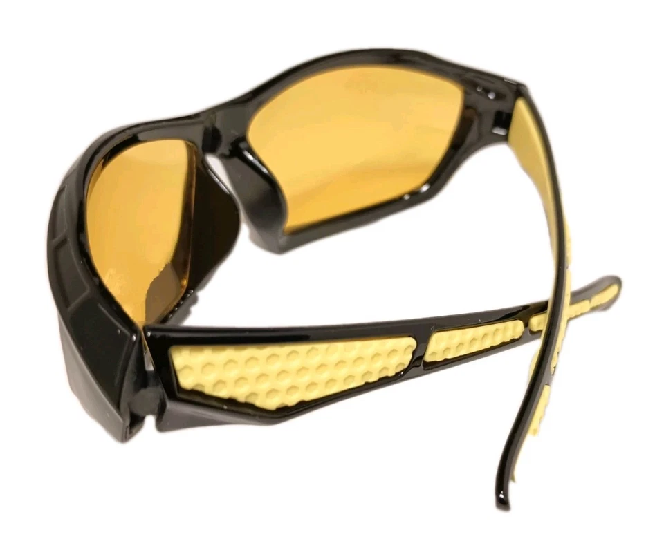 Gafas de sol envolventes con bloqueo/conducción nocturna con marco negro/amarillo, lentes amarillas. Foto 3 de 3