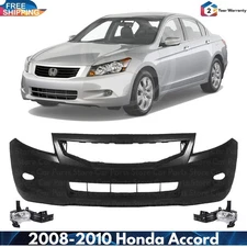 Front Bumper Cover Fascia & Fog Light Assembly Kit For 2008-2010 Honda Accord