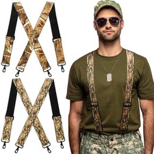 Toulite 2 Pcs Camo Suspenders for Men Heavy Duty with 4 Strong Hooks for Men