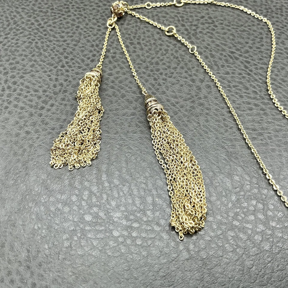 Collar Sorrelli Tono Dorado Borla Y Lariat Cadena Larga Cristal Deslizante Joyería Foto 4 de 4