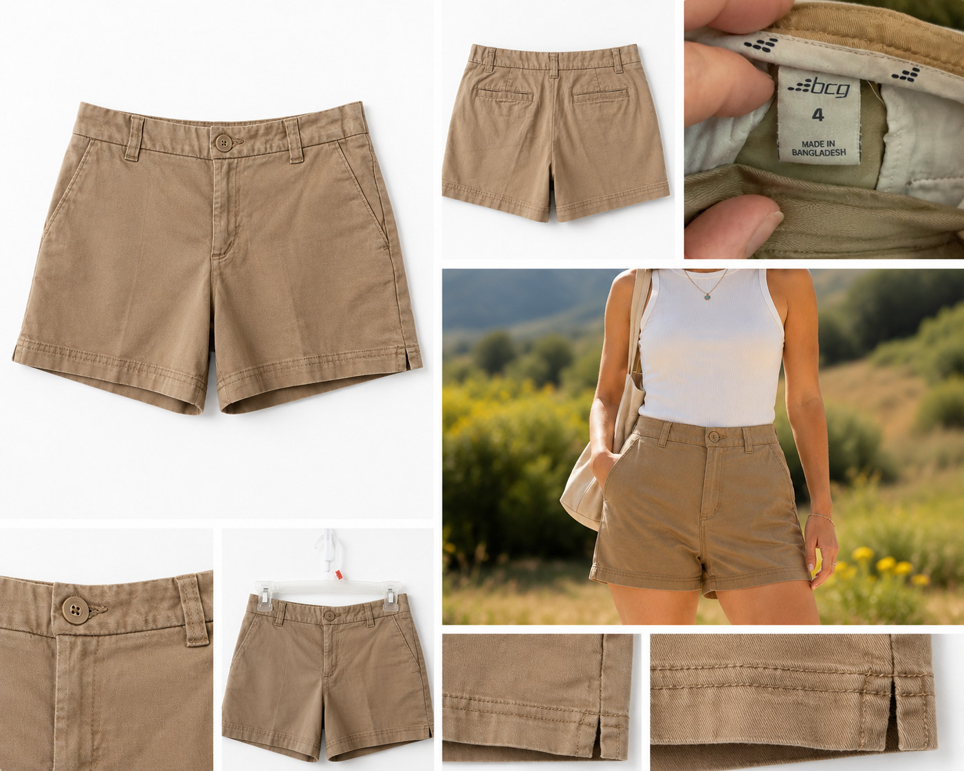 BCG Women’s Khaki Chino Shorts – Size 4