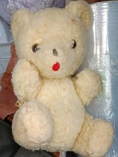 Vintage Eden Toys Inc Teddy Bear Rattle Chime Plush 9" Creme Stuffed Animal 
