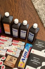 PANTILINERS, HYDROGENE PEROXIDE, TOOTHPASTE, DENTAL FLOSS, DR SQUATCH SOAP