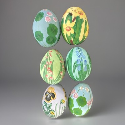 6 Handpainted Botanical Easter Eggs Decorative Bowl Filler Floral Spring READ
