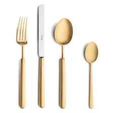NEW Cutipol Bali Matte Gold Cutlery Set 24pce w/Bonus Wooden Canteen